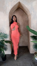 Load image into Gallery viewer, Peach Please Ribbed Keyhole Dress
