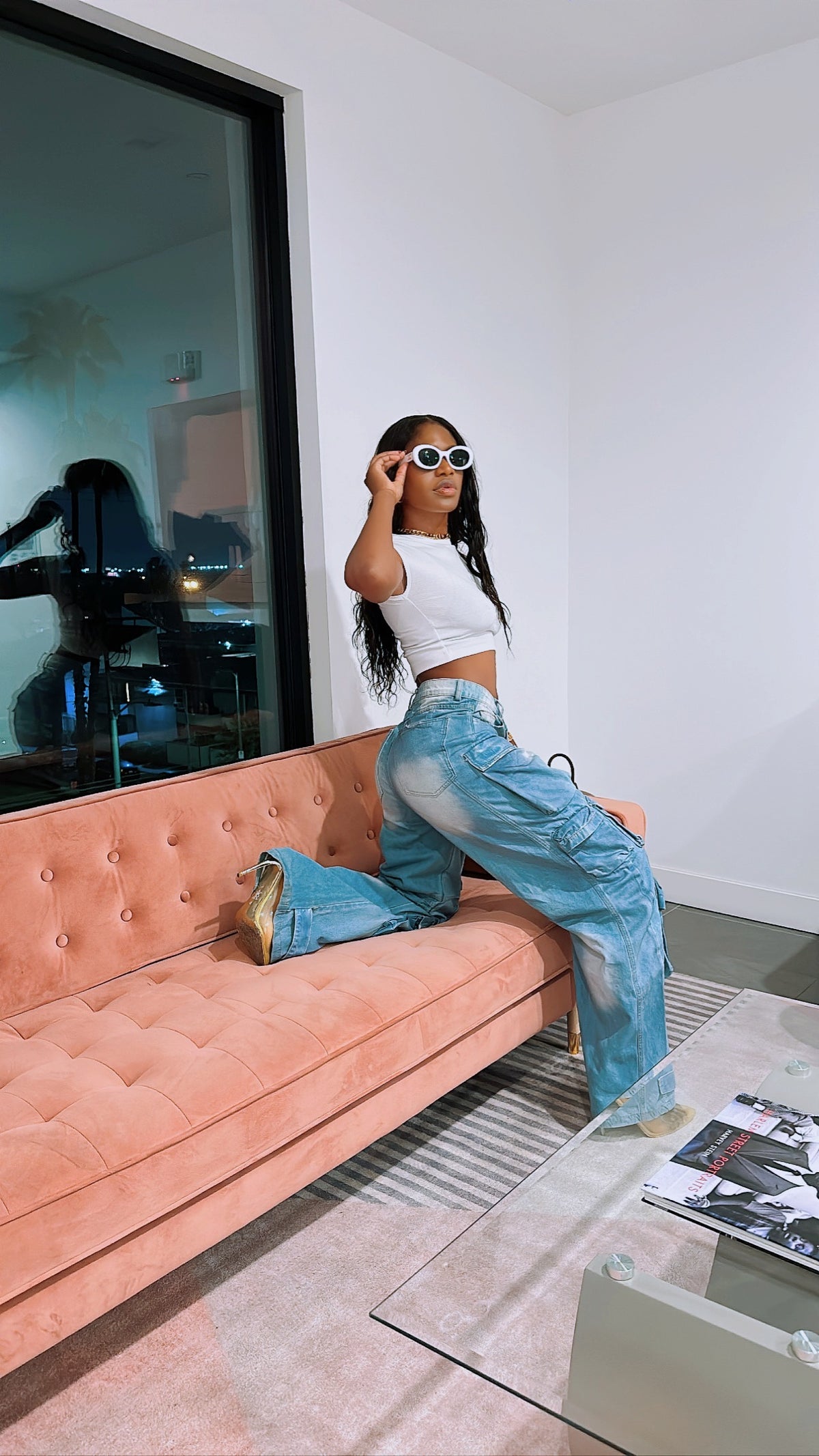 Denim Cargo Pants