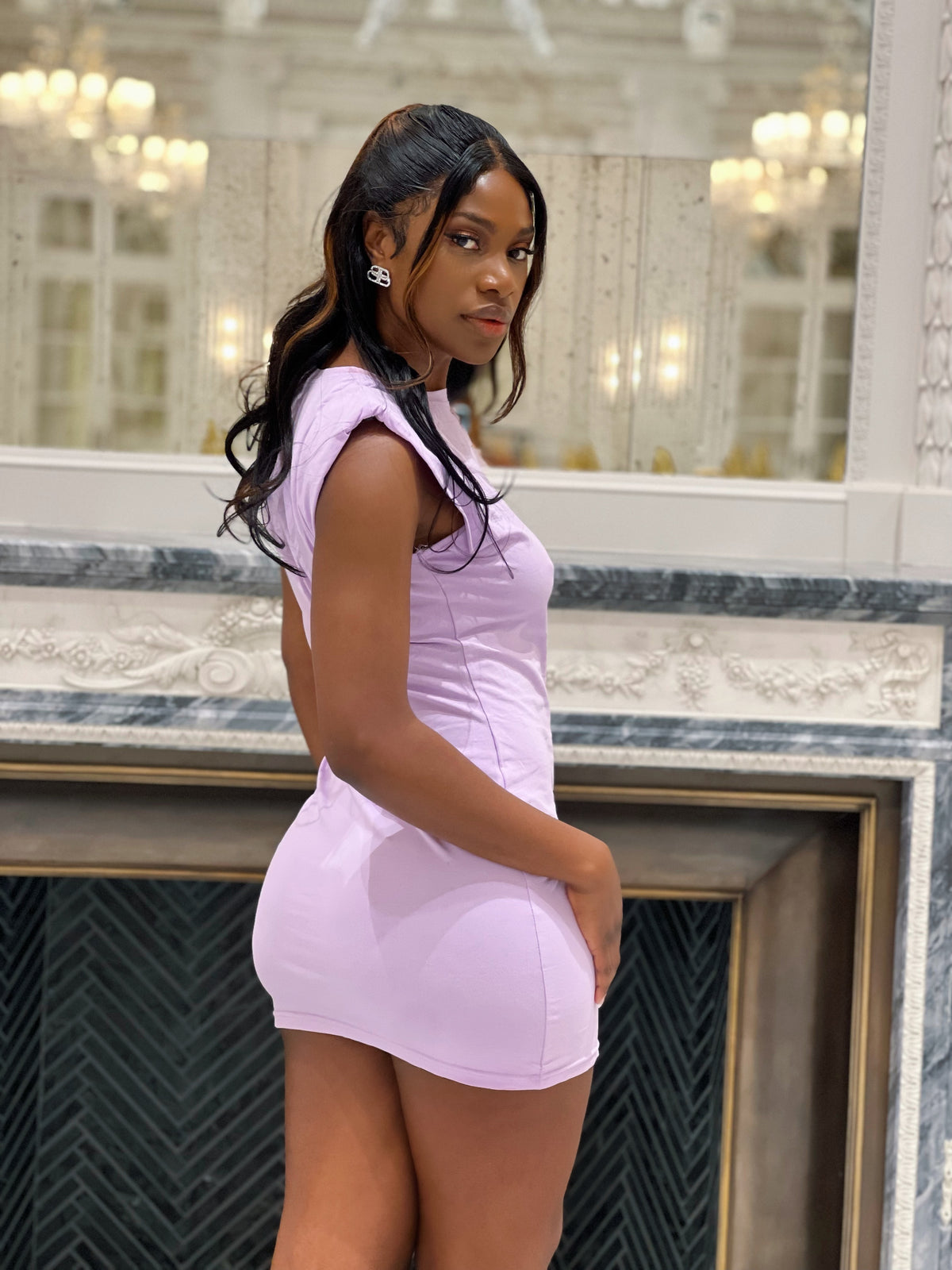 Shoulder Pad Mini Dress