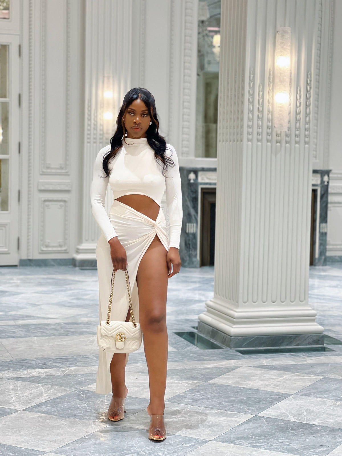 Cutout Detailed Split Thigh Dress