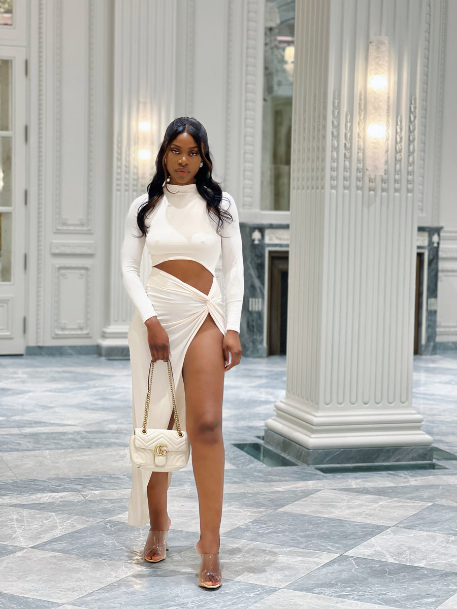 Cutout Detailed Split Thigh Dress