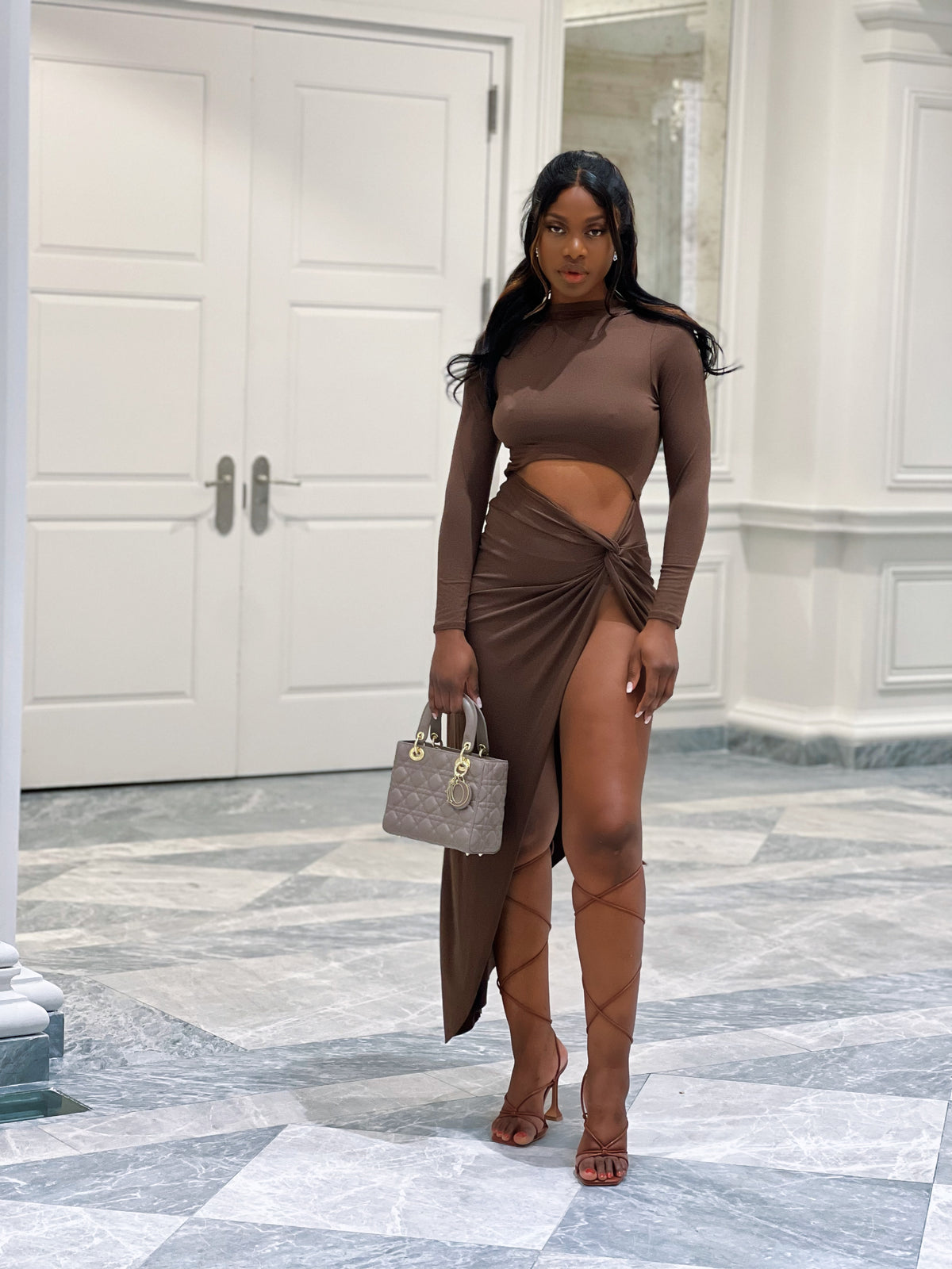 Cutout Detailed Split Thigh Dress