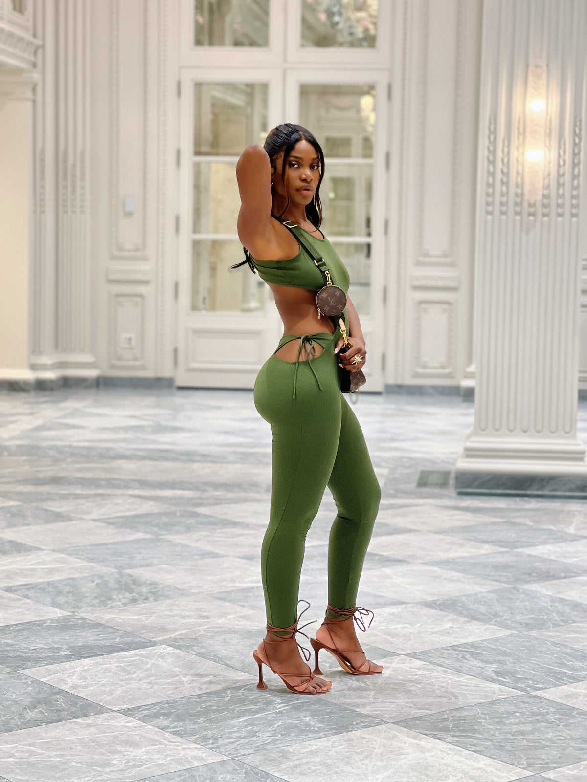 Crossed Backless Fitted Jumpsuit